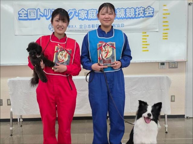 全国トリミング・家庭犬訓練競技会🏆
に参加してきました💪🔥

1年生も2年生もとても緊張していましたが最後まで頑張ることができました🥺

入賞おめでとう🎉🫶

朝早くからお疲れ様でした❣️
ゆっくり休んでね🥰
🐾⁡
⁡🐾⁡
⁡🐾
⁡#いばらき動物専門学院 #動物専門学校 #土浦市 #トリマー #ドッグトレーナー #動物看護師 #飼育員  #ぷーどる #担当犬 #ライセンス取得 #仔犬 #赤ちゃん #実習 #パートナードッグ  #iASC #いば動 #茨城 #動物 #専門 #学校  #犬 #いぬ #オープンキャンパス #個別面談  #トリミング競技会#訓練競技